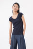 Merzerised Cotton Rib T-Shirt, Midnight from ODEEH