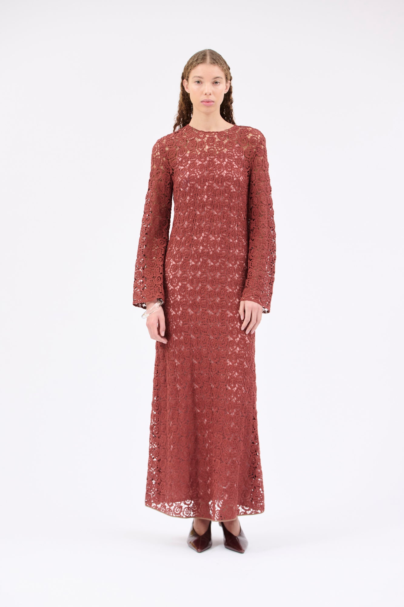red guipure lace dress Farm Rio Guipure Lace Maxi Dress NWT Red Sz S $420