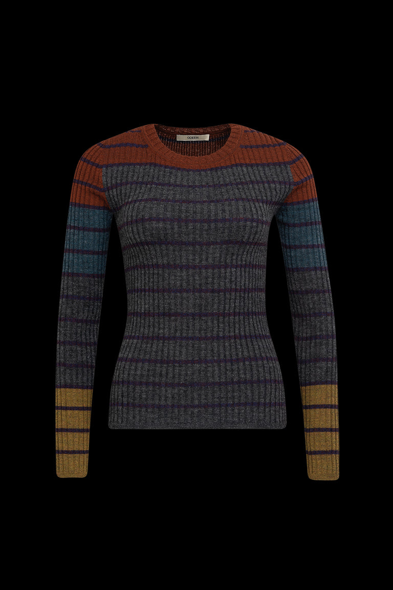 Odeeh Placed Stripe Pullover, Shadow