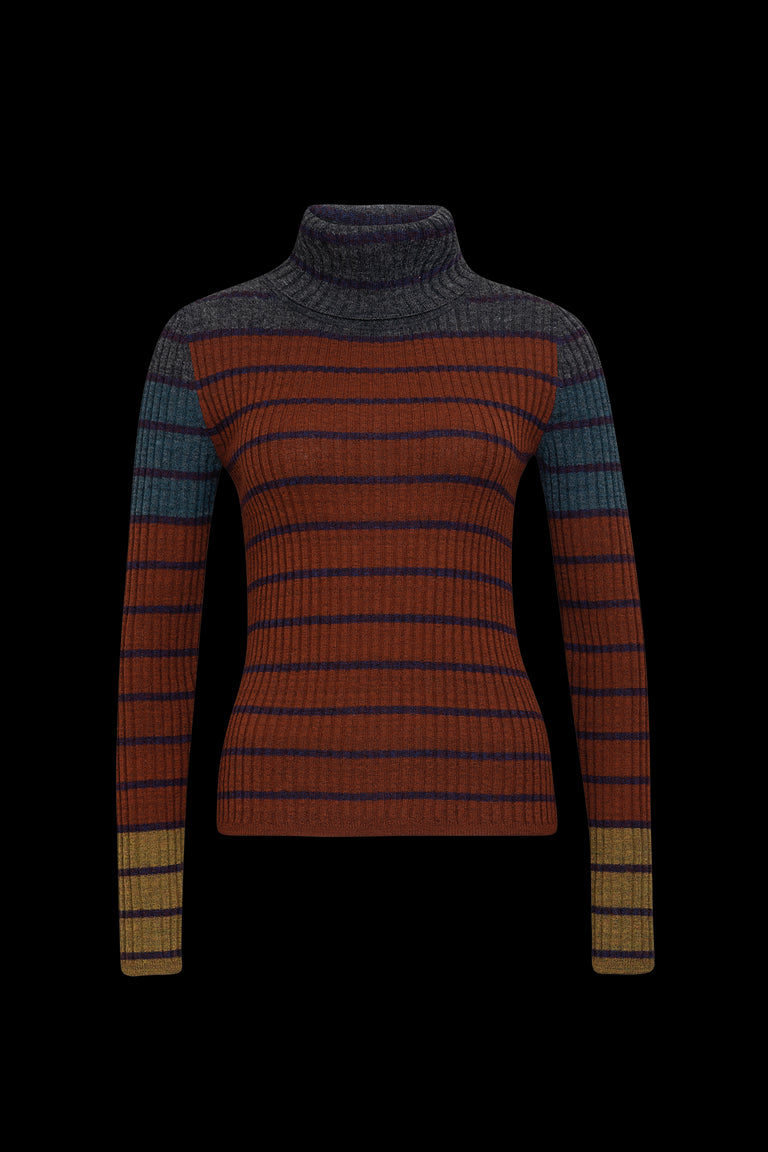 Odeeh Placed Stripe Pullover, Dark Copper