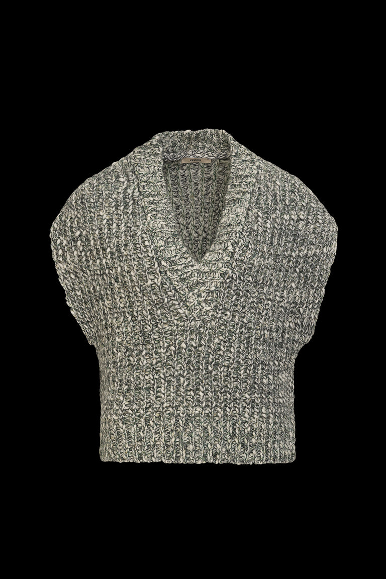 Odeeh Marbled Alpaca Wool Pullunder, Verdigris