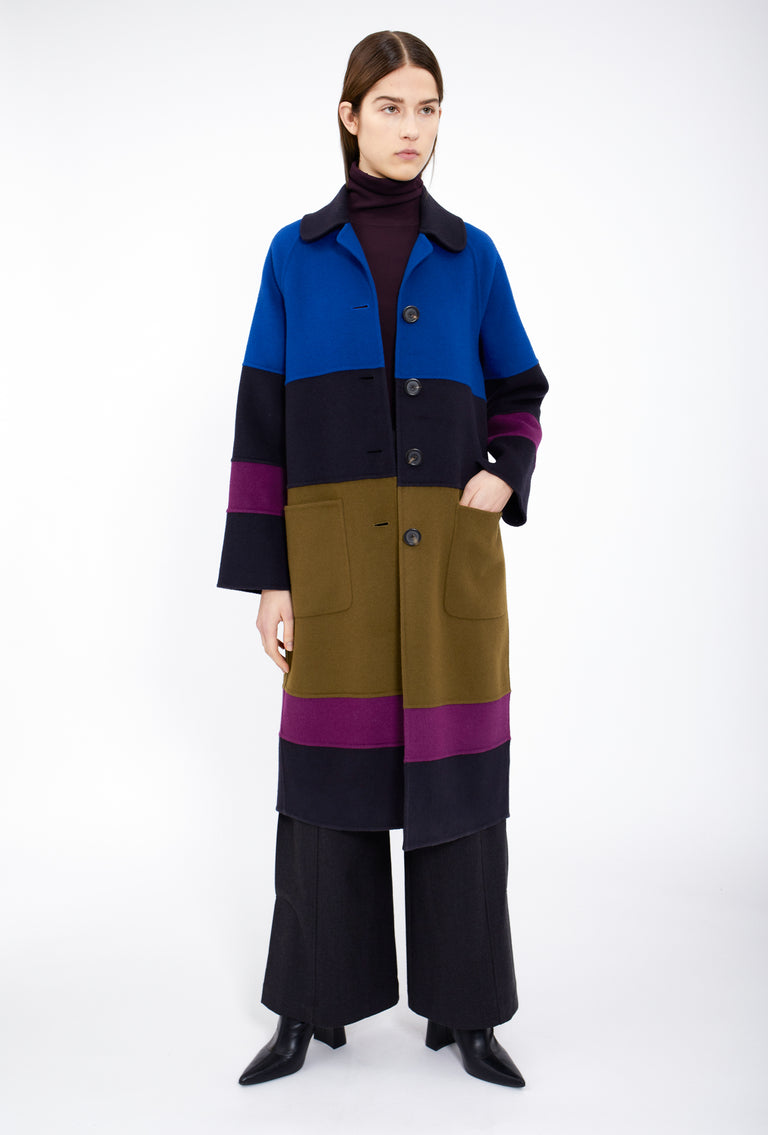 Odeeh Double Face Cashmere-Wool Mantel, Multicolor