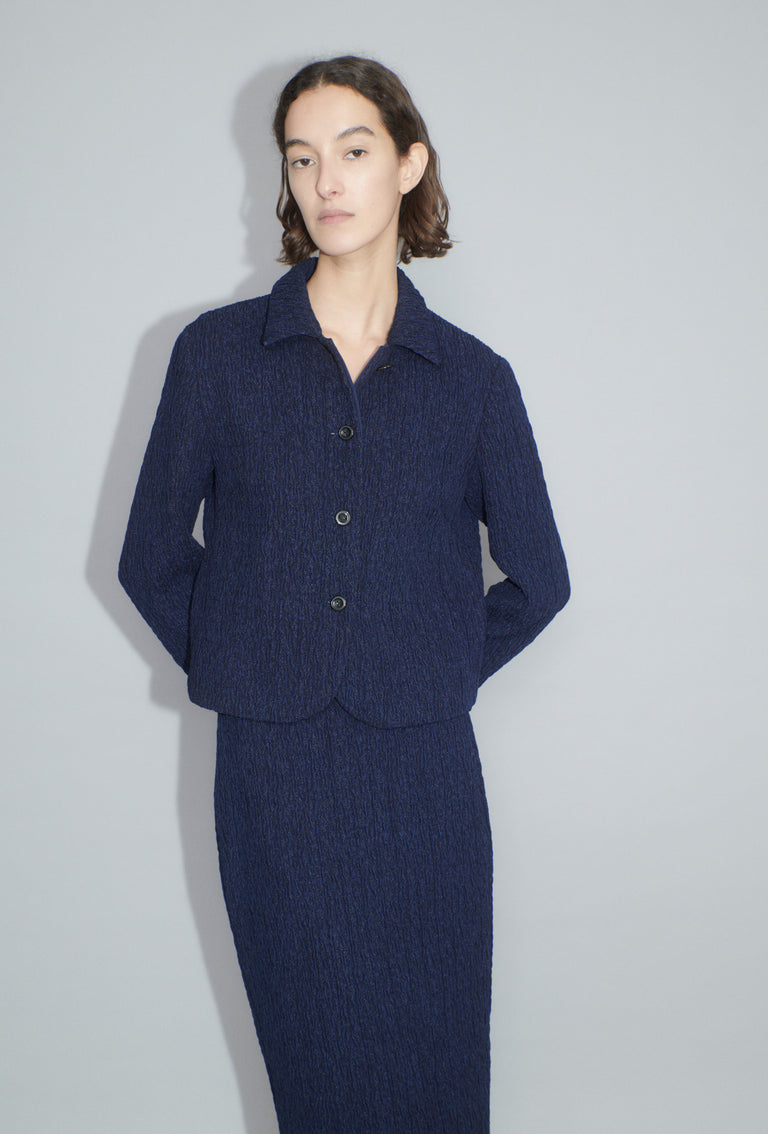 Odeeh Stretch Cloqué Jacke, Indigo