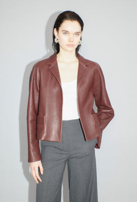 Grainy Lamb Nappa Jacket, Chestnut Red from ODEEH 