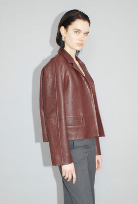 Grainy Lamb Nappa Jacket, Chestnut Red from ODEEH 