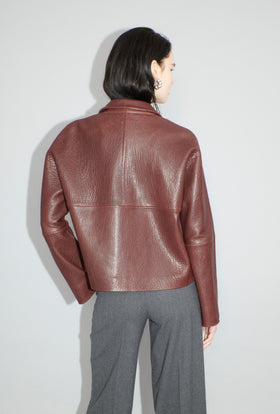 Grainy Lamb Nappa Jacket, Chestnut Red from ODEEH 