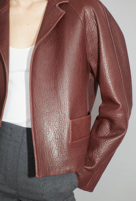 Grainy Lamb Nappa Jacket, Chestnut Red from ODEEH 