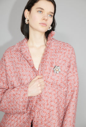 Bouclé Tweed Jacket, Dahlia from ODEEH 