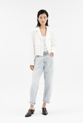 Diagonal Popeline Jacke, Milk from ODEEH 