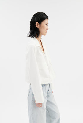 Diagonal Popeline Jacke, Milk from ODEEH 
