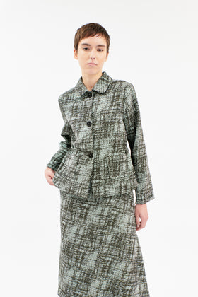 Stretch Trompe L'oeil Jacke, Water Green from ODEEH 