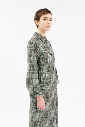 Stretch Trompe L'oeil Jacke, Water Green from ODEEH 