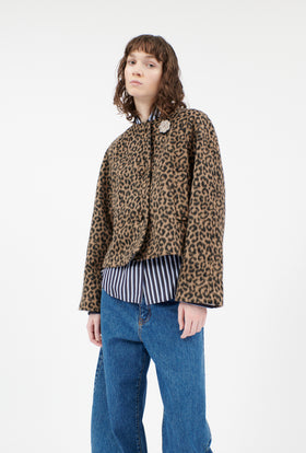Brushed Animal Print Jacke, Dark Camel from ODEEH 