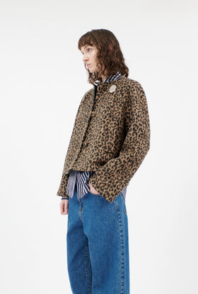 Brushed Animal Print Jacke, Dark Camel from ODEEH 
