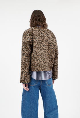 Brushed Animal Print Jacke, Dark Camel from ODEEH 