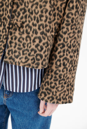 Brushed Animal Print Jacke, Dark Camel from ODEEH 