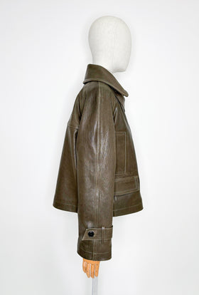 Lamb Nappa Vegetal Washed Jacke, Dark Olive from ODEEH 