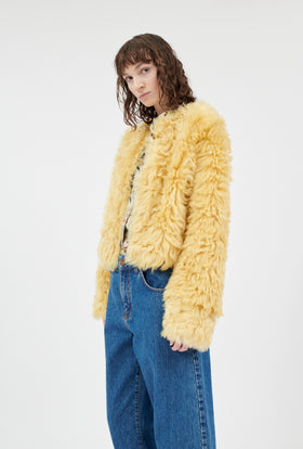 Tigrado Sheep Fell Jacke, Jade Yellow from ODEEH 