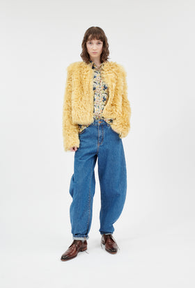 Tigrado Sheep Fell Jacke, Jade Yellow from ODEEH 