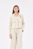 Pin Stripe Gabardine Jacket, Ivory from ODEEH 