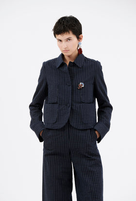 Organdi Stripe Jacket, Ink from ODEEH 