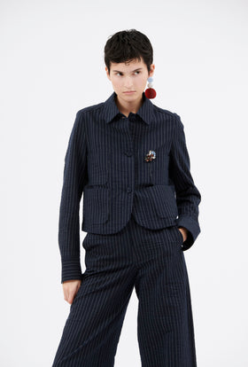 Organdi Stripe Jacket, Ink from ODEEH 