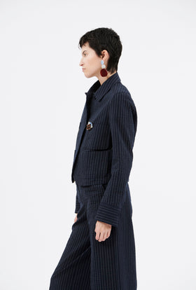 Organdi Stripe Jacket, Ink from ODEEH 