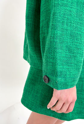 Hemp Tweed Blouson, Billard Green from ODEEH 