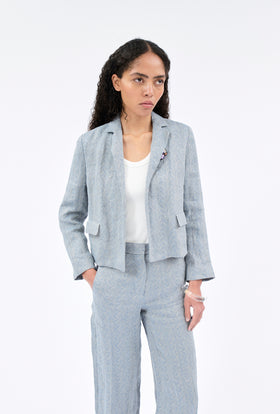 FANCY HERINGBONE Jacke, Foggy Blue from ODEEH 