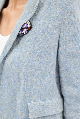 FANCY HERINGBONE Jacke, Foggy Blue from ODEEH 