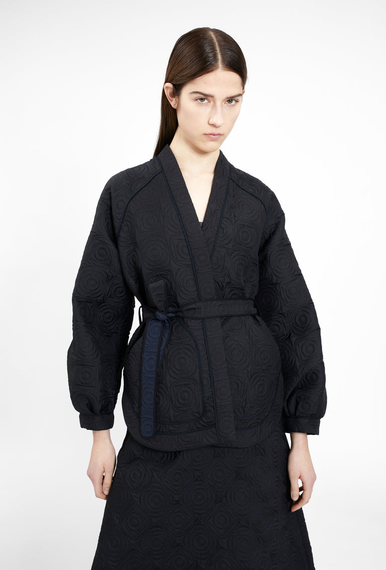 Odeeh Geometric Matelassé Padded Jacke, Midnight