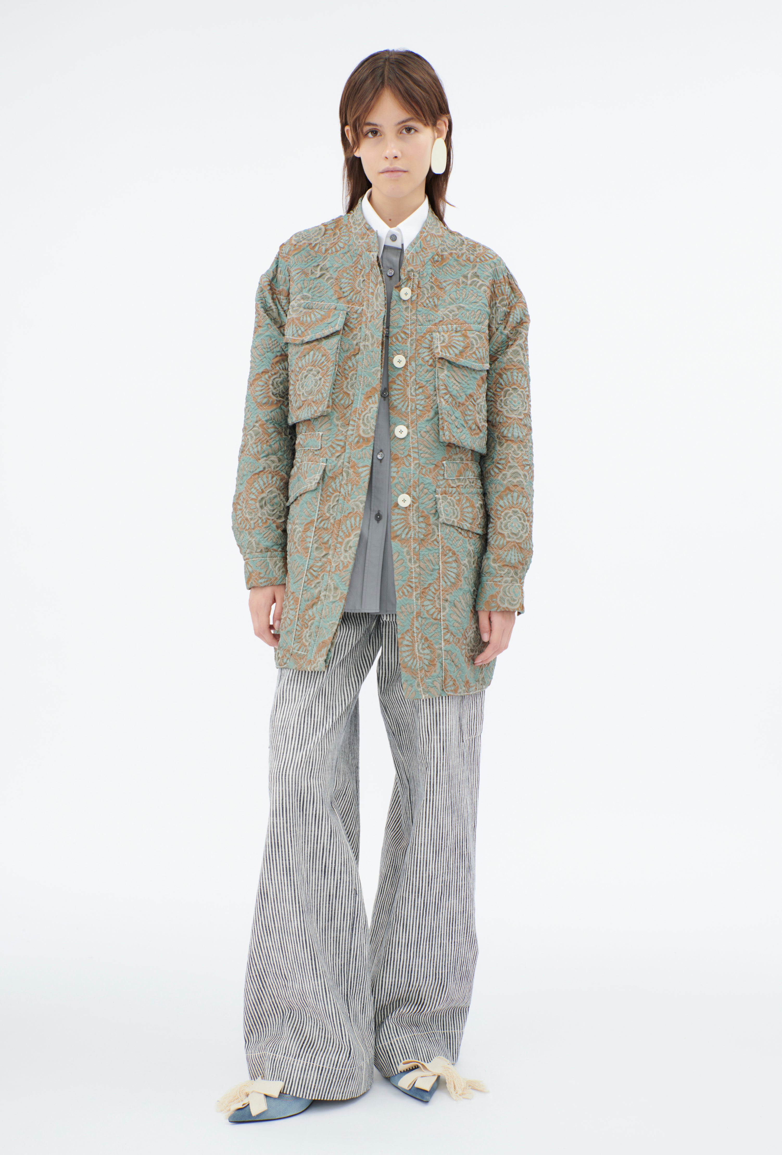 Flower Camouflage Matelassé Jacke, Sea Green – ODEEH