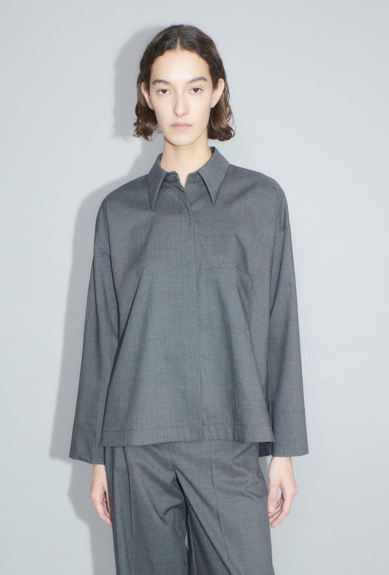 Odeeh Super Light Wool Bluse, Charcoal