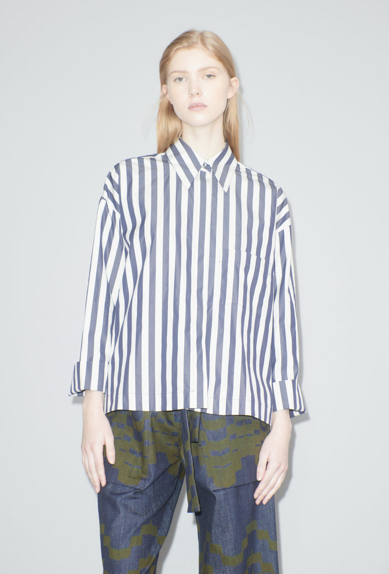 Odeeh Shirt Stripe Bluse, Navy White