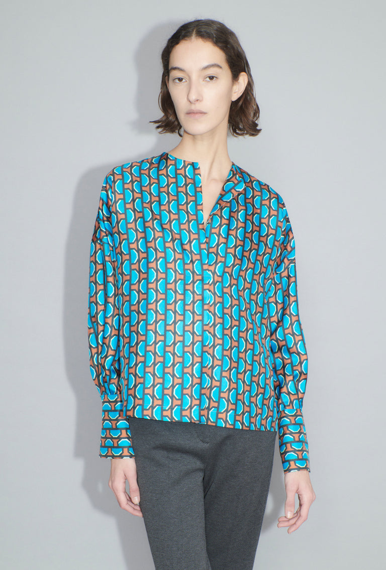 Odeeh Fancy Grid Bluse, Burnt Orange