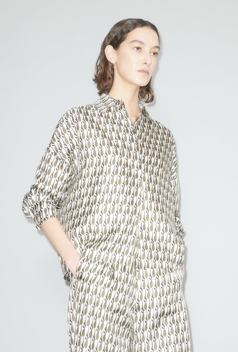 Odeeh Abstract Penguins Bluse, Brown Olive