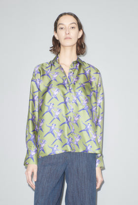 Dancing Dogs Bluse, Green Olive from ODEEH 