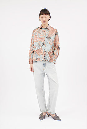 Bold Filcoupé Jacquard Bluse, Light Copper from ODEEH 