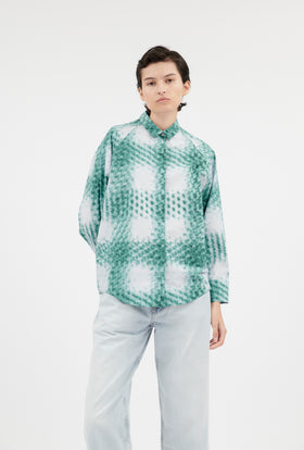 Makro Check Bluse, Lake Green from ODEEH 