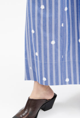 Embroidered Stripe Bluse, Nordic Blue from ODEEH 