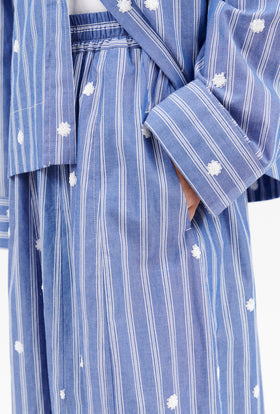 Embroidered Stripe Bluse, Nordic Blue from ODEEH 