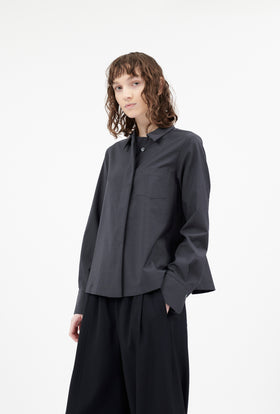 Light Weight Wool Bluse, Jet Black from ODEEH 