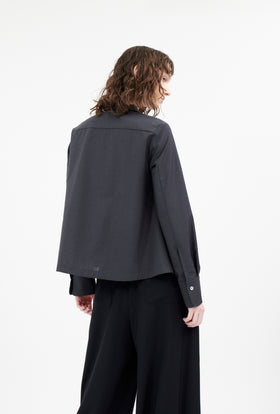 Light Weight Wool Bluse, Jet Black from ODEEH 