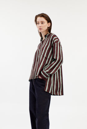 PAINTED STRIPES / TWILL Bluse, Cordovan from ODEEH 