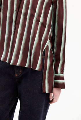 PAINTED STRIPES / TWILL Bluse, Cordovan from ODEEH 