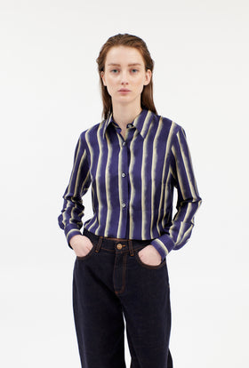PAINTED STRIPES / TWILL Bluse, Ink from ODEEH 