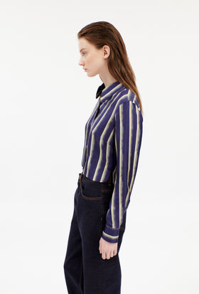 PAINTED STRIPES / TWILL Bluse, Ink from ODEEH 