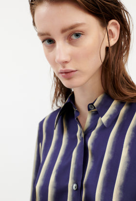 PAINTED STRIPES / TWILL Bluse, Ink from ODEEH 