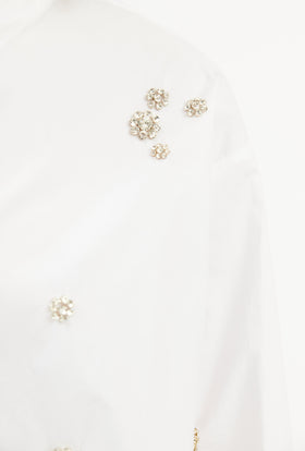 CRUSHED POPELINE BLUSE, White from ODEEH 