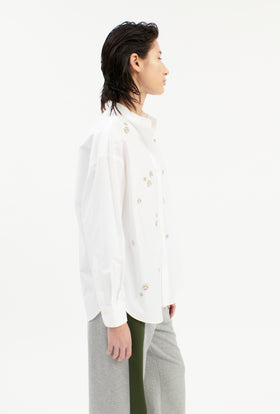 CRUSHED POPELINE BLUSE, White from ODEEH 